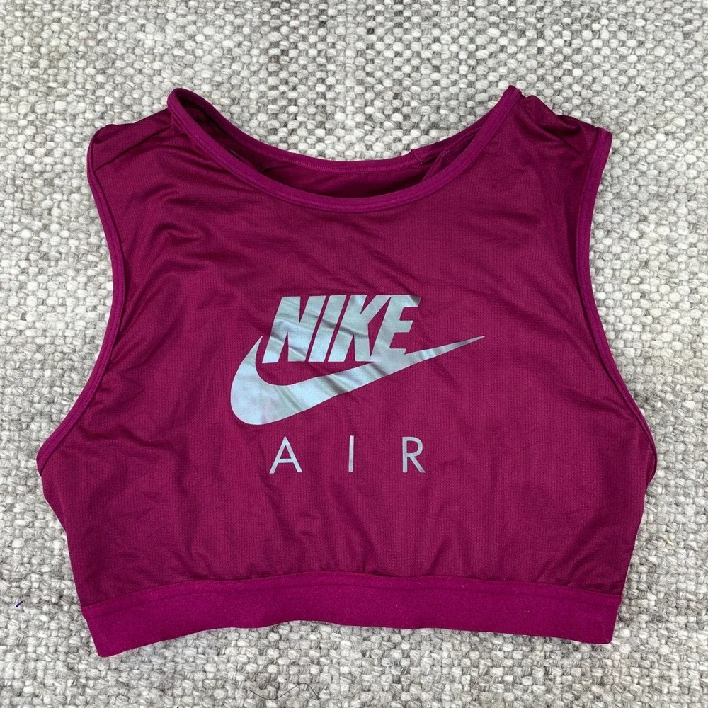 Nike Air 2-in-1 Sports Bra Tank Women Medium Maroon Dri-FIT Swoosh